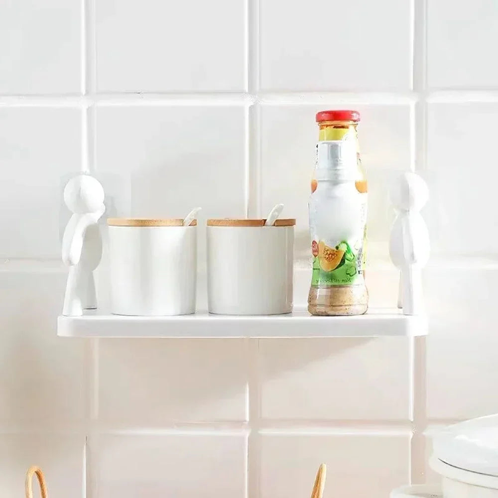 Self-adhesive Bathroom Shampoo Storage Racks Plastic Shelf Storage Organization Shelves Support Holder